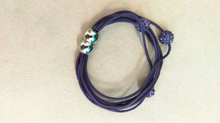 Bracelet multi-rangs violet avec perles strassées - Collection Reflets de Lavande - photo numéro 2