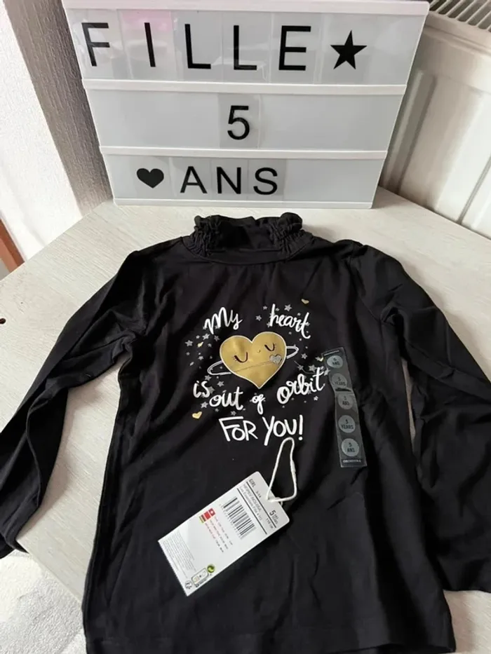 Col roulé sous pull noir orchestra 5 ans