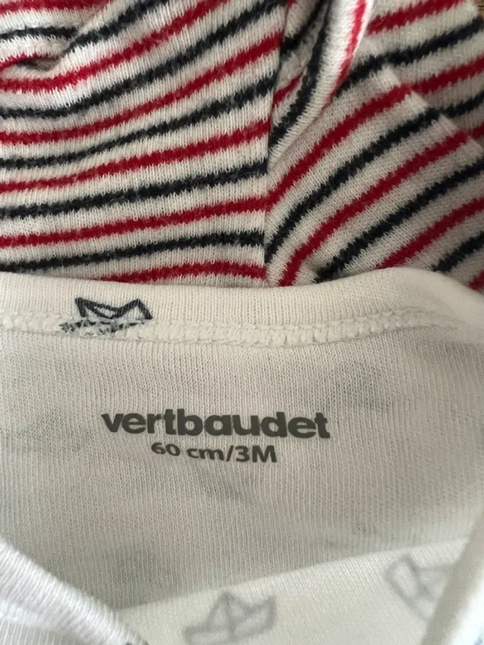 Lot de 3 bodies bébé manches longues Vertbaudet – taille 3 mois (60 cm - photo numéro 2