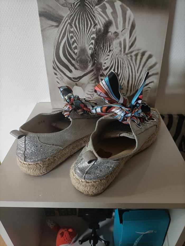 Chaussures espadrilles gris argenté paillettes - photo numéro 3