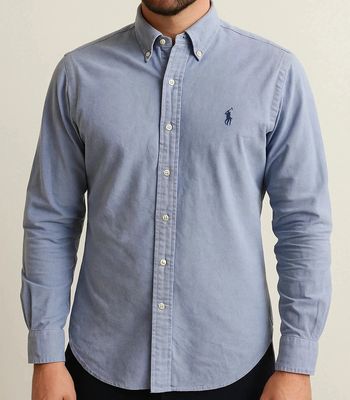 Chemise Ralph Lauren Custom Fit Bleu Clair Homme (Vintage / Y2K)