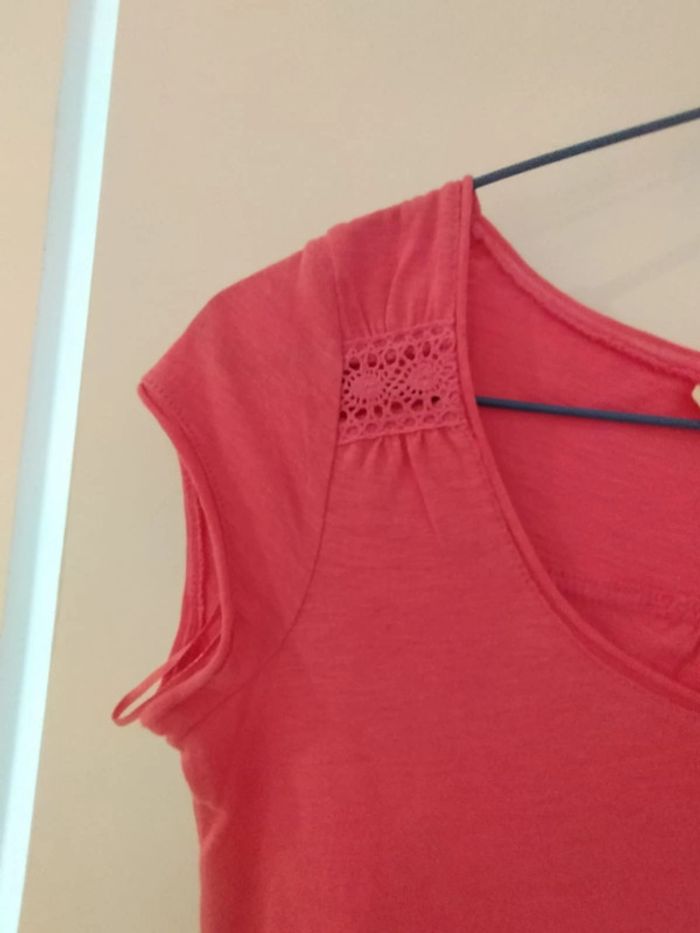 Tee shirt manches courtes rose camaïeu xs neuf - photo numéro 3