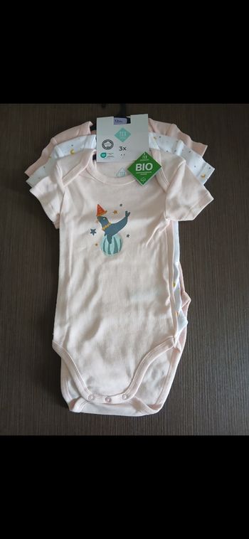 Lot 3 bodies manches courtes fille tex baby 74 cm 12 mois
