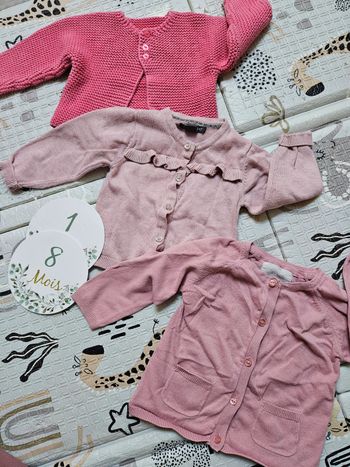 Lot 3 gilets rose 18 mois