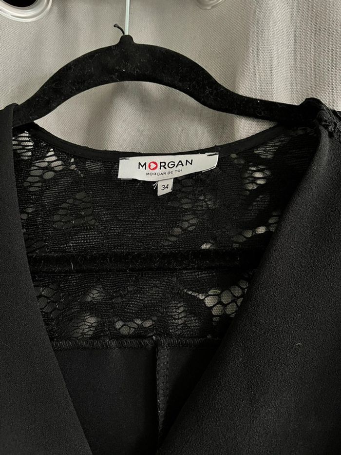 Robe tailleur noir morgan manches en dentelles taille 34 - photo numéro 3