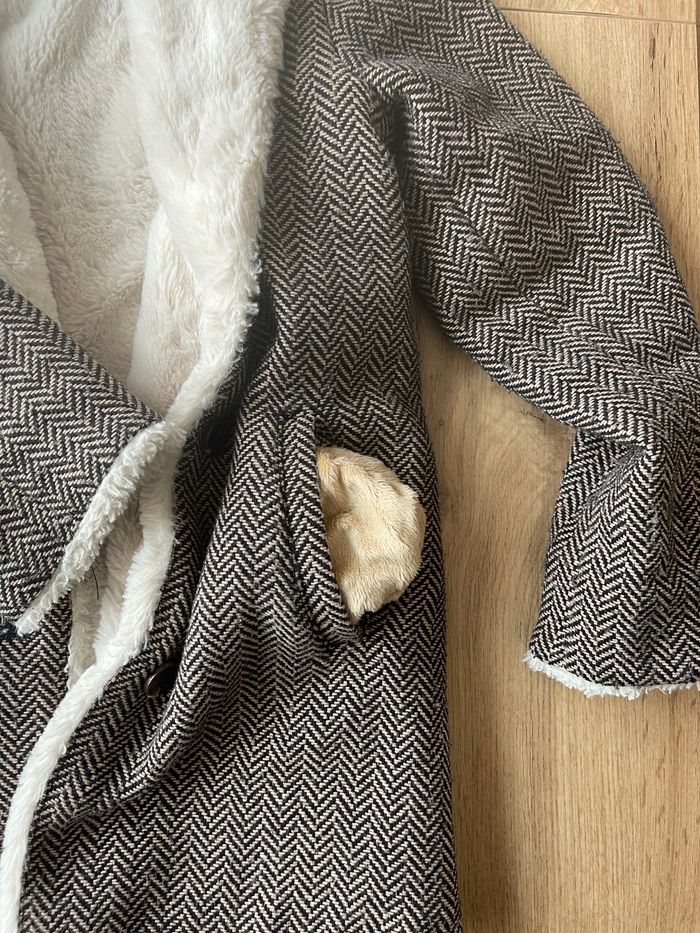 Manteau en laine à chevrons marron - photo numéro 2