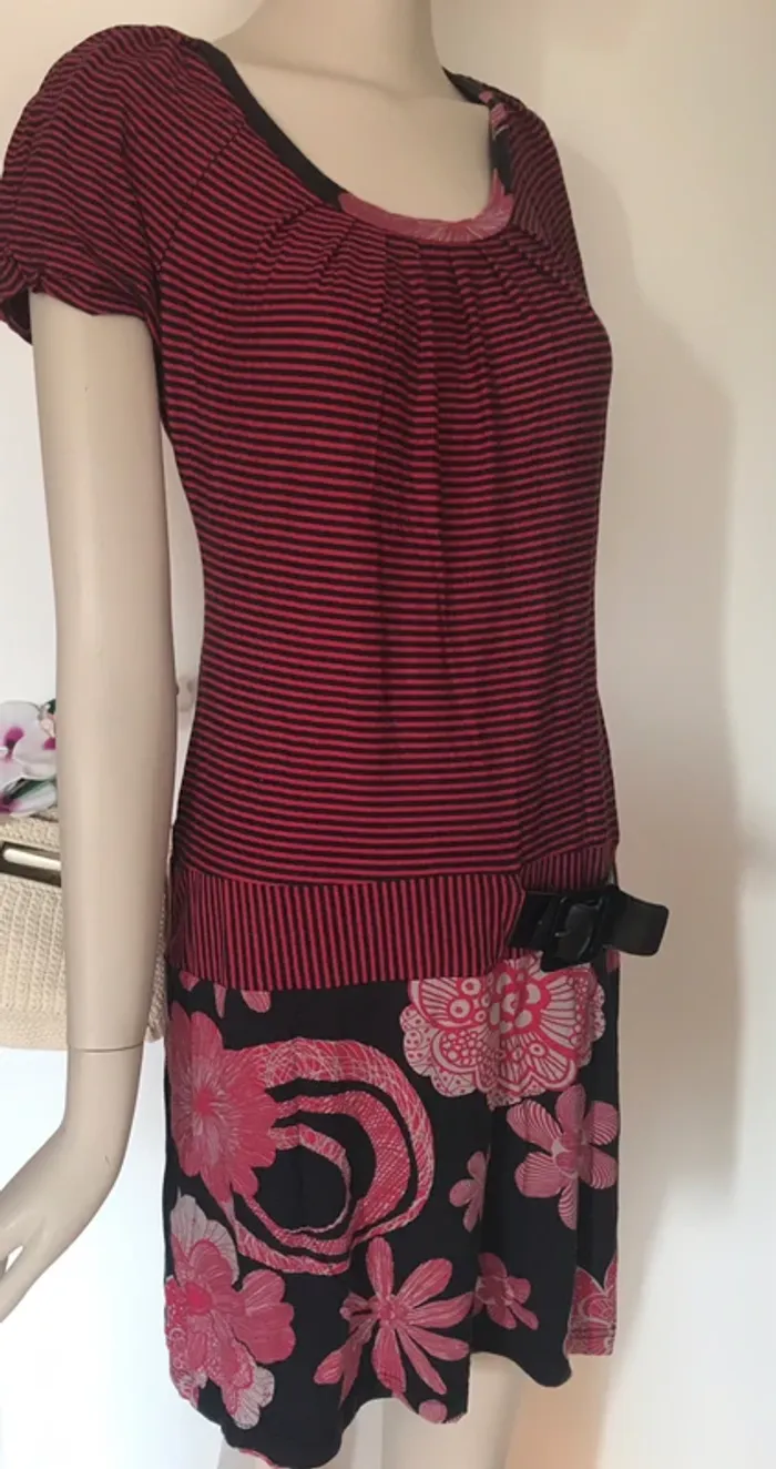 Robe tee shirt fushia anthracite - photo numéro 2