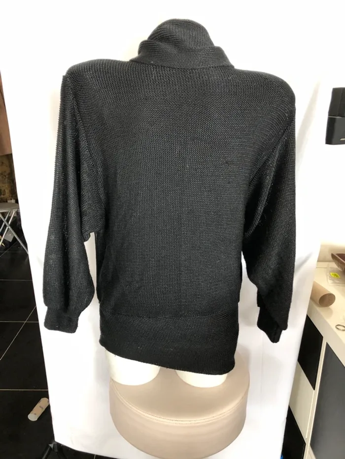 Haut manches longues noir vintage cuir et daim bon état taille 44 à voir ! - photo numéro 7
