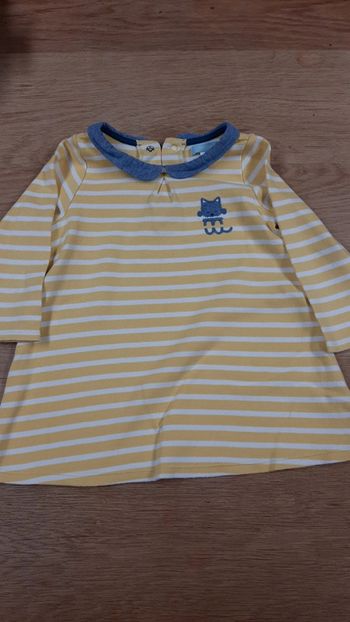 Robe jaune lignée longue manche