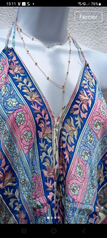 Robe longue en soie multicolore