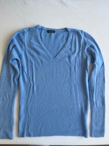 Pull long col V bleu ciel
