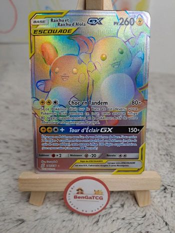 Carte Pokémon Raichu et Raichu d'Alola GX 241/236 Soleil & Lune Harmonie des Esprits