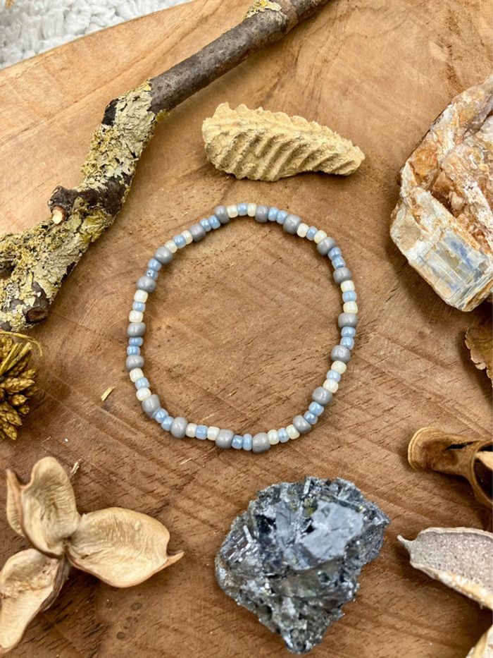 Bracelet en perle de rocaille blanc - élastique - ethnique - photo numéro 2