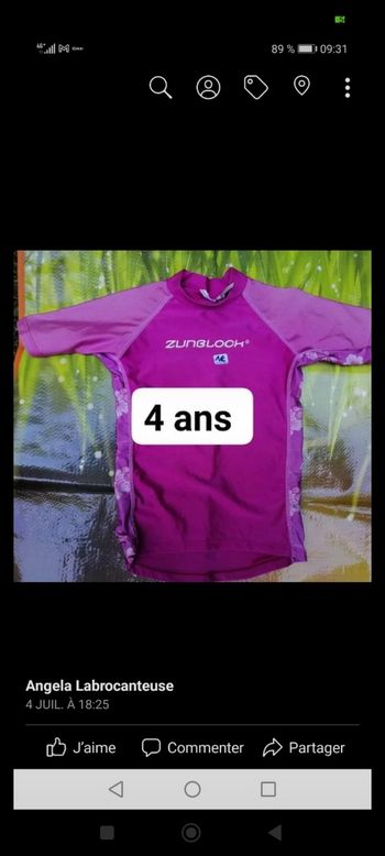 Tee shirt anti UV fille 4 ans