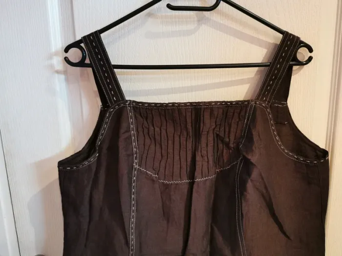 Robe femme marron lin T44 - photo numéro 2