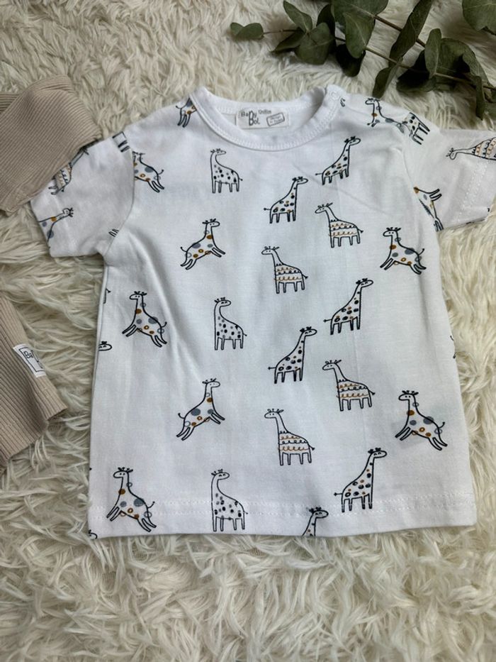 🦒 Gilet côtelé et t-shirt girafes BabyBol – Taille 12 mois - photo numéro 3