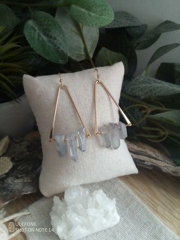 Boucles d'oreilles triangles de quartz aura