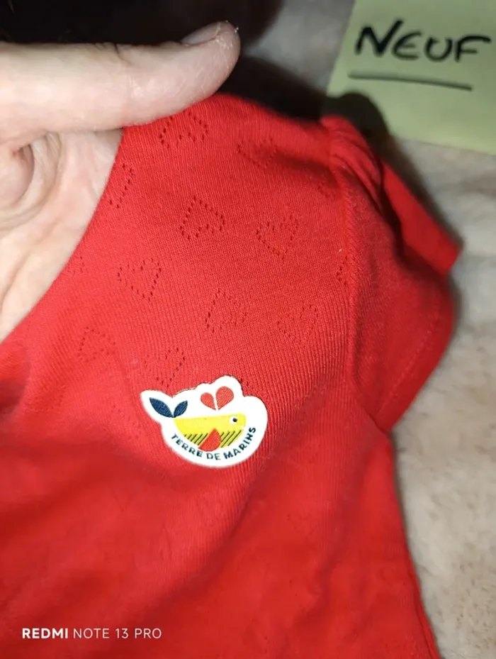 T shirt rouge terre de marins 12m coeur brodé - photo numéro 4