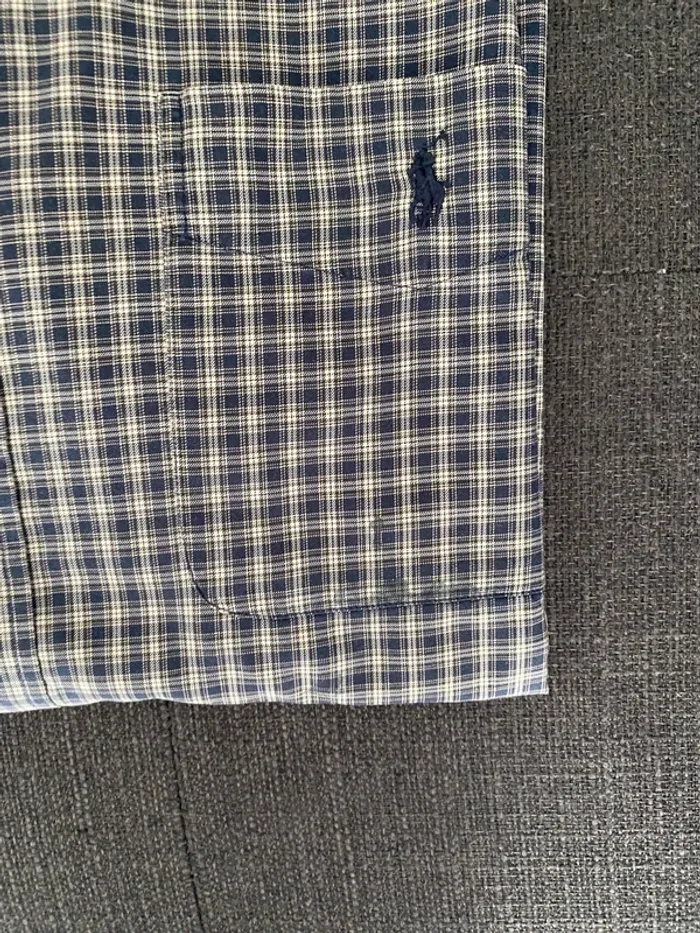 Chemise Ralph Lauren Authentique – Taille L – Carreaux bleu marine & beige - photo numéro 3