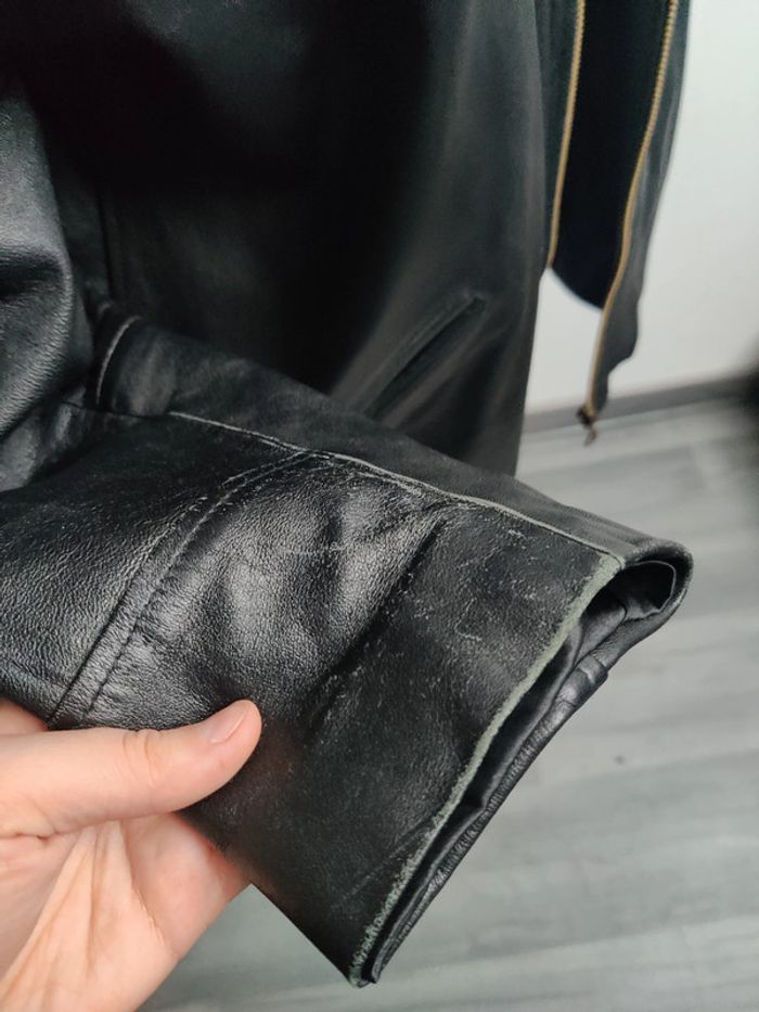 Veste noir en cuir d'agneau L - photo numéro 3