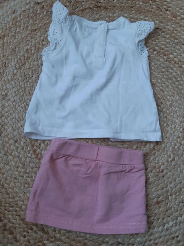 Tenue haut blanc et jupe rose 3 mois - photo numéro 5