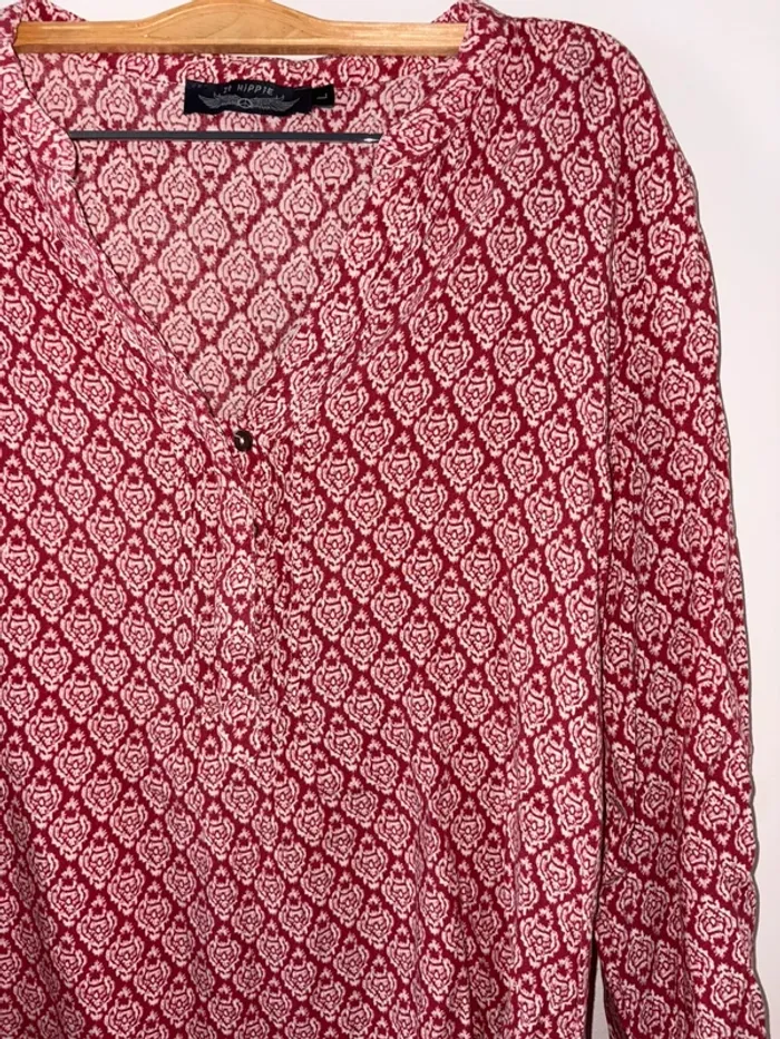 Blouse chemise femme rouge taille L it Hippie en très bon état - photo numéro 6