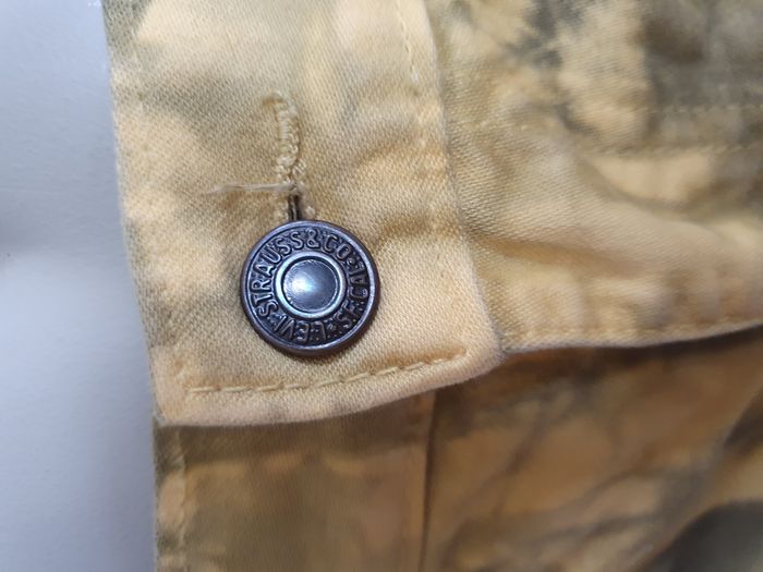 Rare Original Jeans levis 595 W31 L32 tie and dye jaune et vert kaki - photo numéro 2