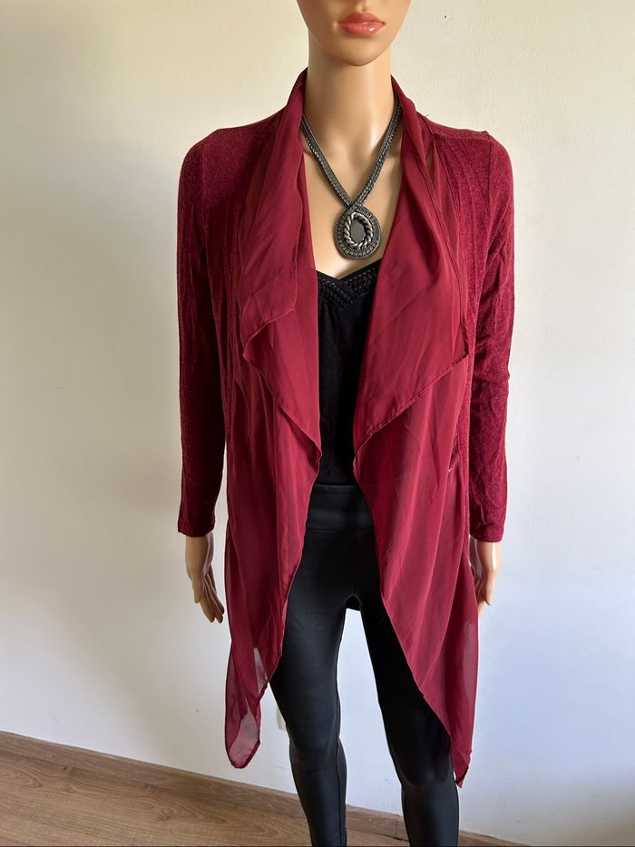 Cardigan bordeaux bi matière Naf Naf taille XS bon état
