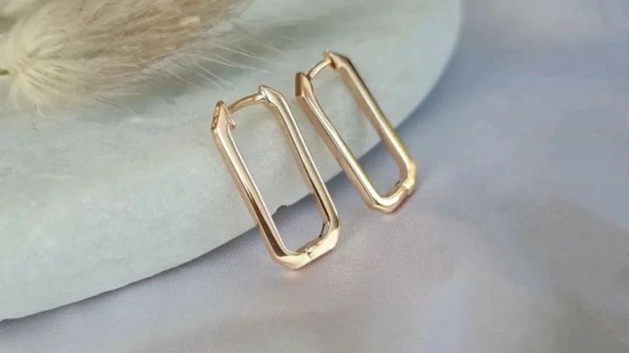 Boucles d'oreilles créoles rectangles plaqué or 18k