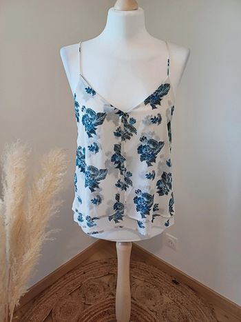 Débardeur blanc et bleu fleuri H&M taille S 36