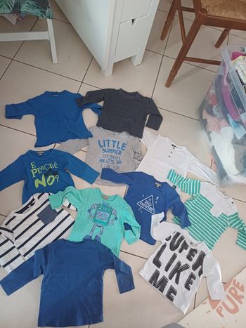 Lot 11 tee shirts manches longues bébé garçon