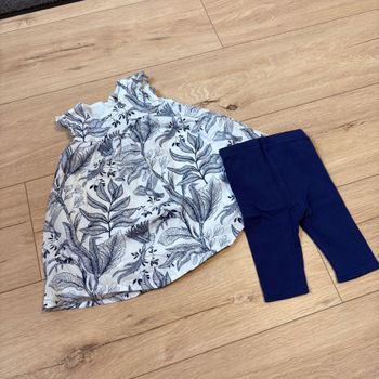 Ensemble bébé fille PLUS 12 mois robe feuillage + legging bleu