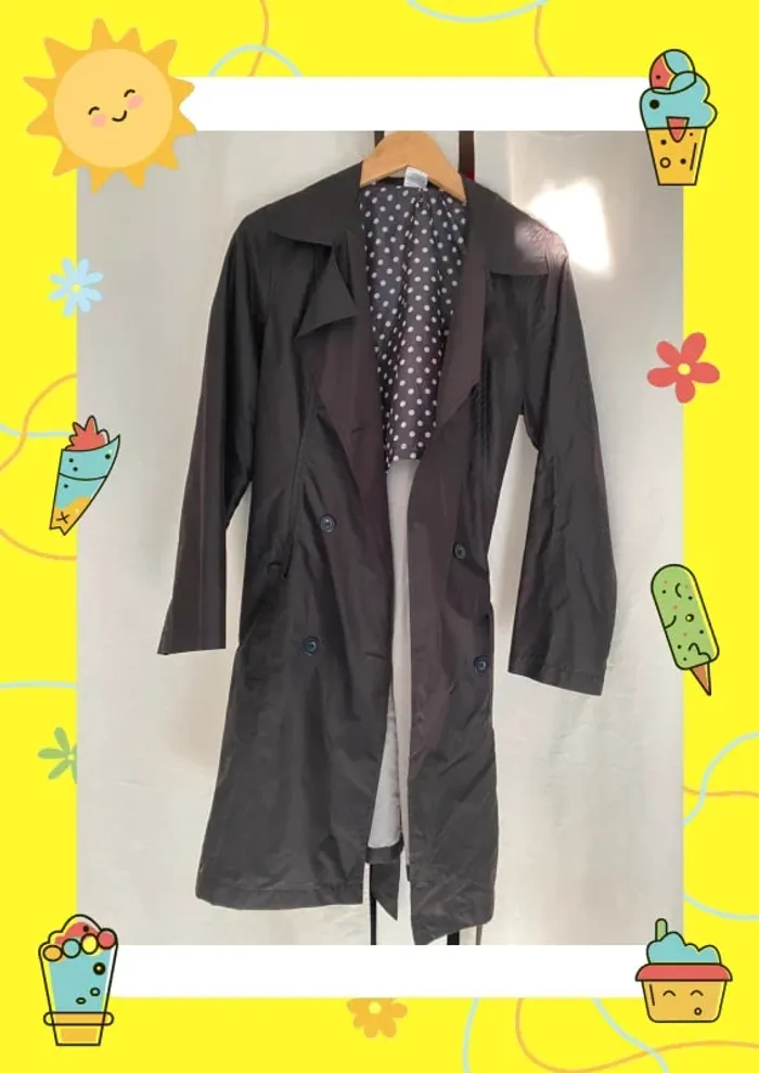 Trench 3 suisses 38 40 noir motif petits pois