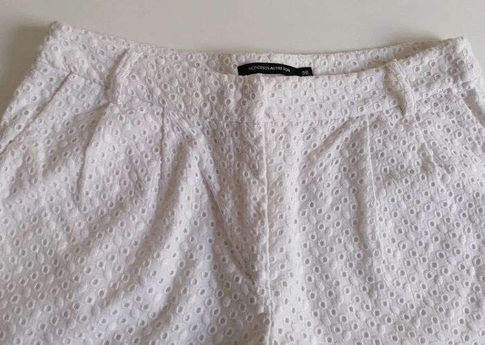 Short blanc dentelle anglaise doublée Monoprix autre ton 38 - photo numéro 2
