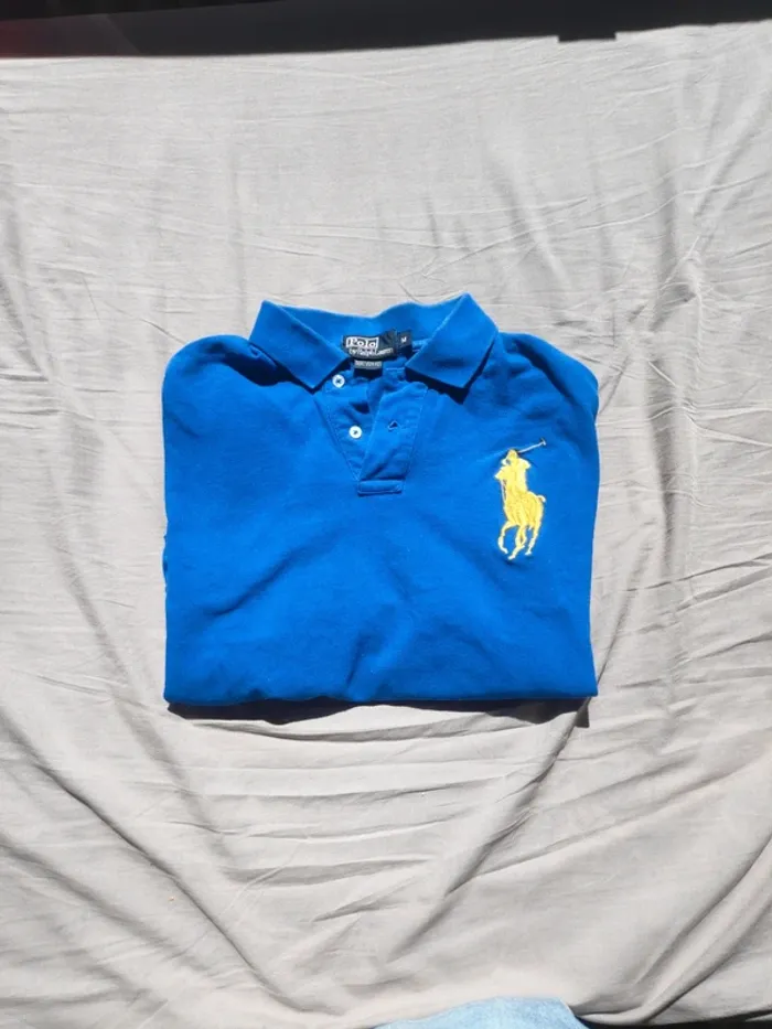 Polo Ralph Lauren bleu a manche longue