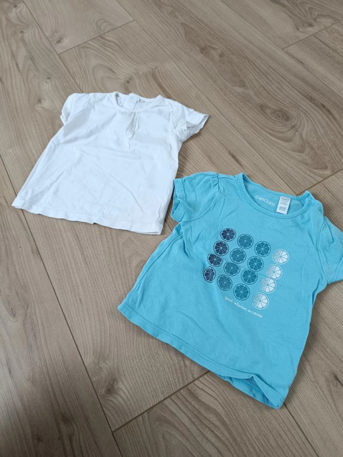 Lot 2 t shirts manches courtes 6 mois fille