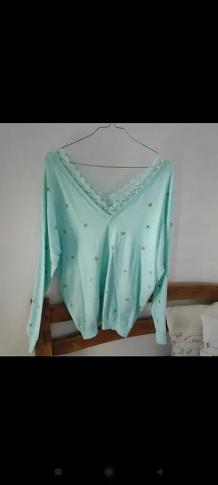 Pull col en V neuf avec étiquette taille M - photo numéro 2