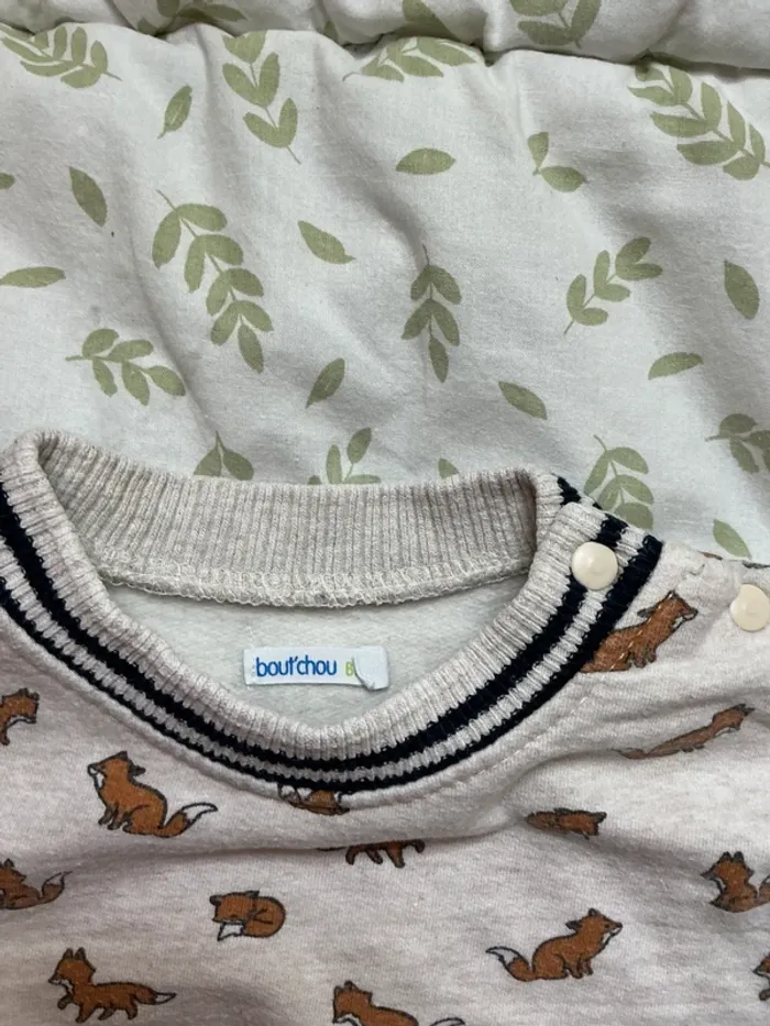 sweat col rond beige motifs renards 18 mois bout'chou - photo numéro 6
