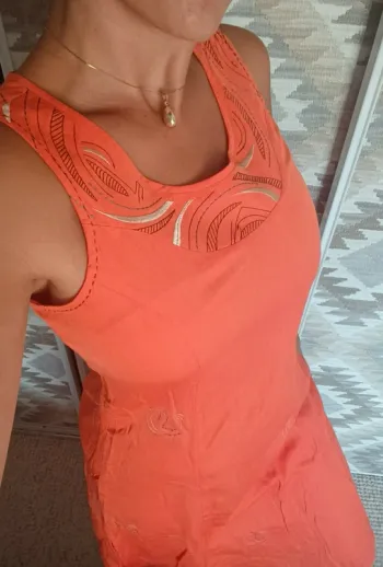 Robe Nitya orange 40 sans manches coton viscose