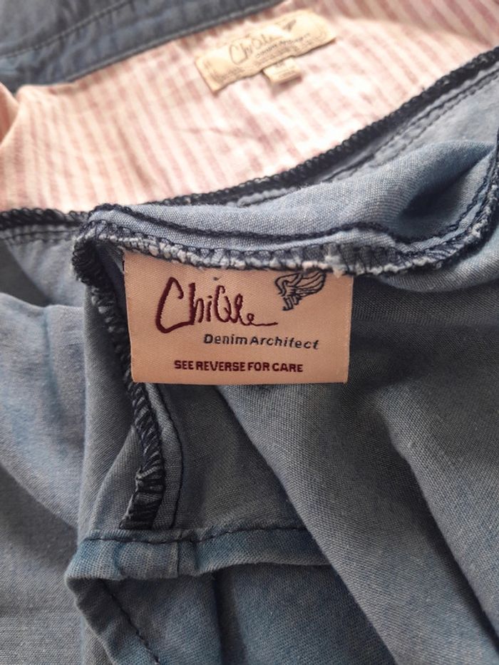 Chemise sans manche imprimé effet jean Chi Ole denim architect - photo numéro 4