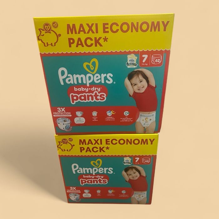 Lot de 3 Maxi Pack de 62 (donc 186) couches Pampers Baby-Dry Pants [taille 7 : 15+ kg]