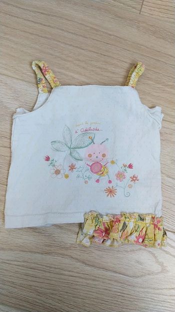 Débardeur blanc jaune été 6 mois