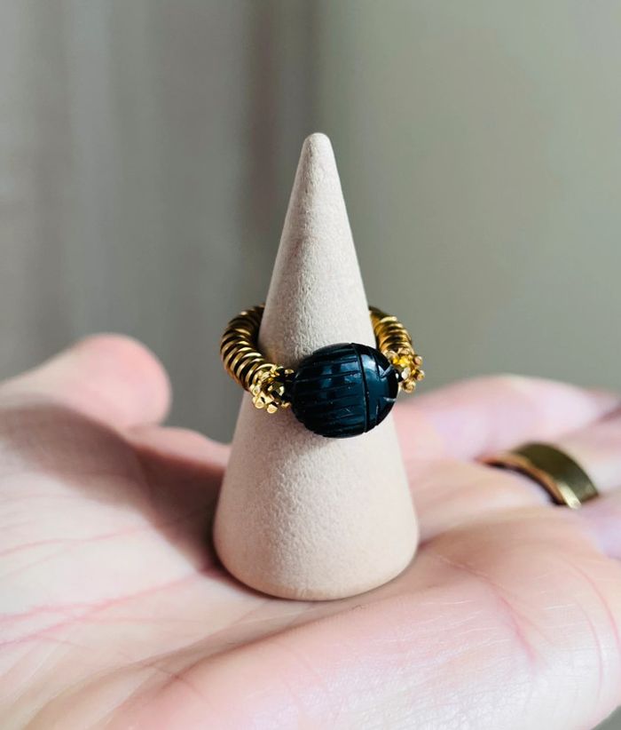 Bague amulette scarabée Onyx noir - photo numéro 3