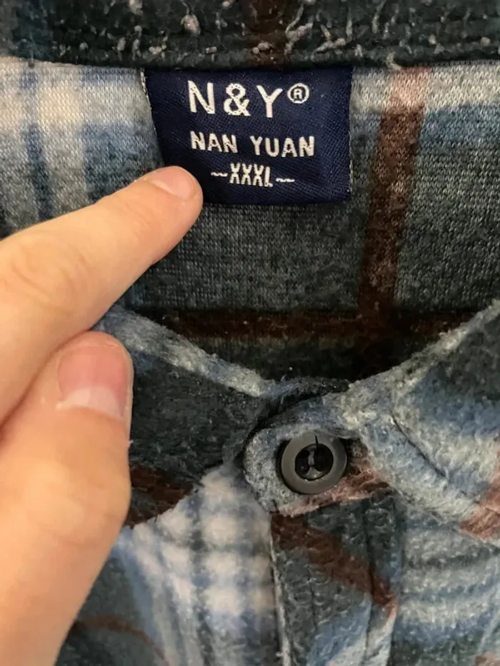 Lumberjack Flannel Plaid Polaire shirt chemise blue white brown Mens XXXL - photo numéro 3
