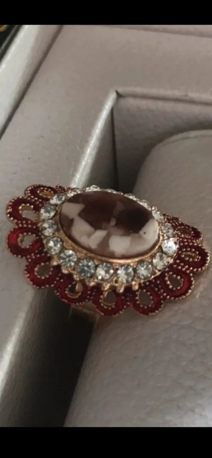 Magnifique bague réglage fleur avec strass et pierre - photo numéro 8