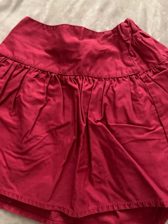 Jupe évasée rouge froncée taille élastique - photo numéro 2