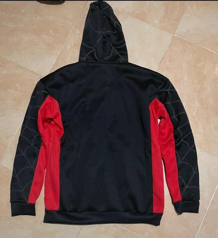 Sudadera con cremallera Y2k patron tela de araña Roja i negra - photo numéro 2