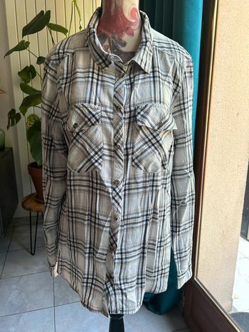Chemise à manche longues à carreaux - blanc cassé et marron 46 creeks