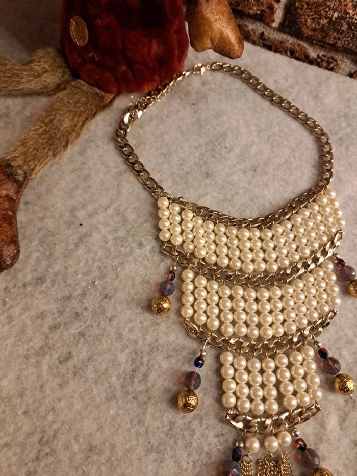 Collier original blanc et doré - photo numéro 6