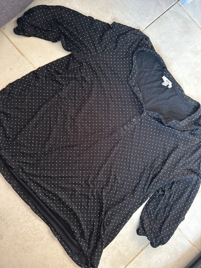 Blouse C&A noire à pois – Taille 48 (FR) - photo numéro 2